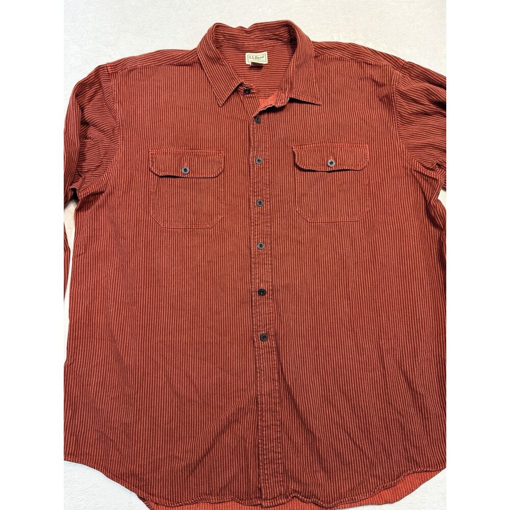 LL Bean Shirt Mens XL Red Green Plaid Long Sleeve Button Up USA Vintage